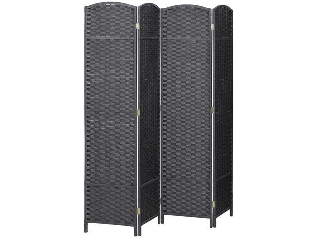 Aosom Folding Room Divider Screen 4 Panel 5.6 ' Tall Privacy Screen Freestanding Room Partition for Home Office, Charcoal Gray