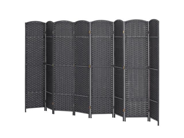 Aosom Folding Room Divider Screen 8 Panel 5.6' Tall Privacy Screen Freestanding Room Partition for Home Office, Charcoal Gray