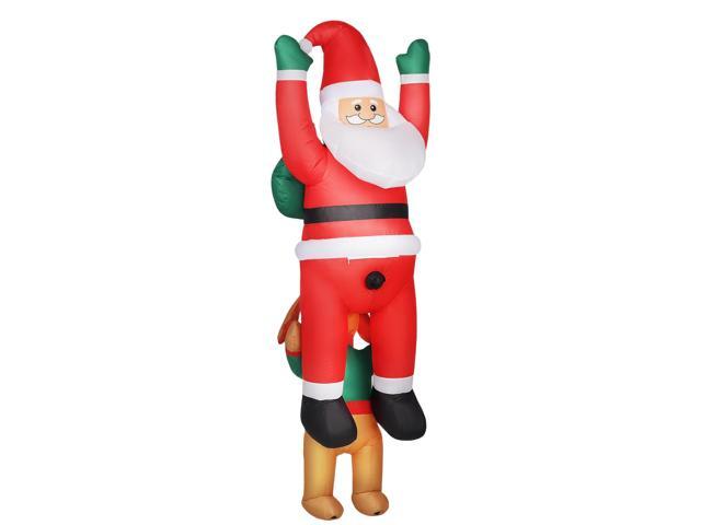 Aosom 7FT Hanging Christmas Inflatable Santa with Dog, Christmas Blow Up Decoration with Built-in LED Lights for Garden