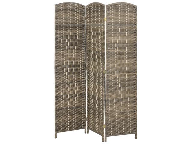 Aosom Folding Room Divider Screen 3 Panel 6' Tall Privacy Screen Freestanding Wood Partition for Home Office, Dark Rustic Oak