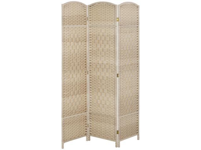 Aosom Folding Room Divider Screen 3 Panel 6' Tall Privacy Screen Freestanding Wood Partition for Home Office, Washed Oak