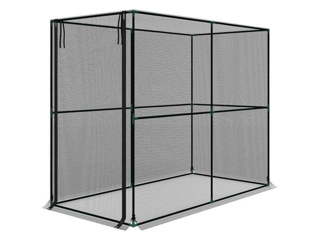 Aosom Crop Cage, Plant Protection Tent with Zippered Door, Plant Protector from Animals for Vegetables Flowers Fruits, Black