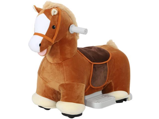 AosomQaba 6V Battery Powered Ride on Horse with Music, Forward, Foot Pedal, Soft Touch, Washable Cover, for 1.5-5 Years Old