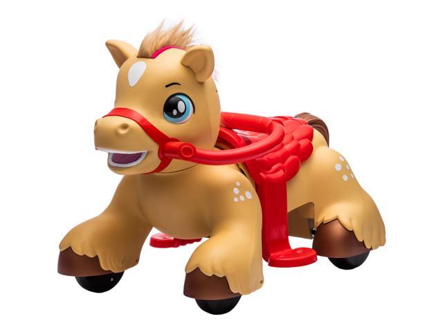 AosomQaba Ride On Horse Toy, 12V Battery Powered Ride on Toy with Carrot Toy, Comb and Sound, Electric Rocking Horse for Toddlers