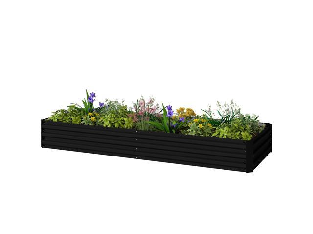 Aosom 95' x 36' x 12' Galvanized Raised Garden Bed, Easy DIY and Cleaning for Growing Flowers, Herbs, Succulents, Black