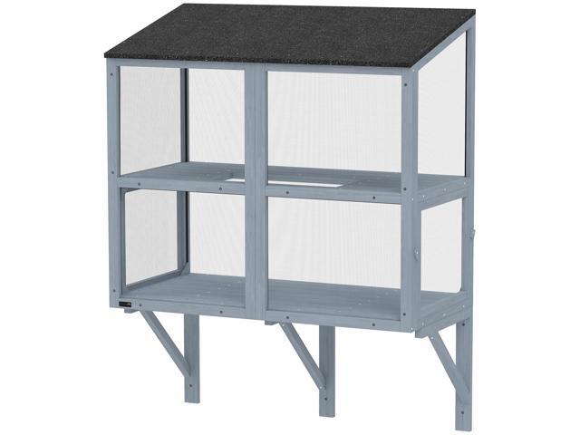 Aosom Catio Outdoor Cat Enclosure Outdoor Window Box Cat House with Waterproof Roof 39.4'L Gray