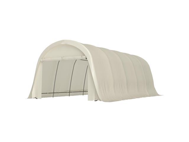 Aosom 12' x 23.6' Heavy Duty Carport, UPF50+ Portable Garage Car Canopy Tent with Galvanized Frame, Large Door, Beige