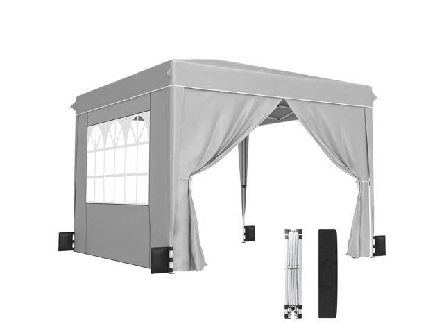 Aosom 10 x 10 ft Pop Up Canopy Tent with Sidewalls, UPF50+ Outdoor Portable Instant Canopy Shelter with Carry Bag, Light Gray