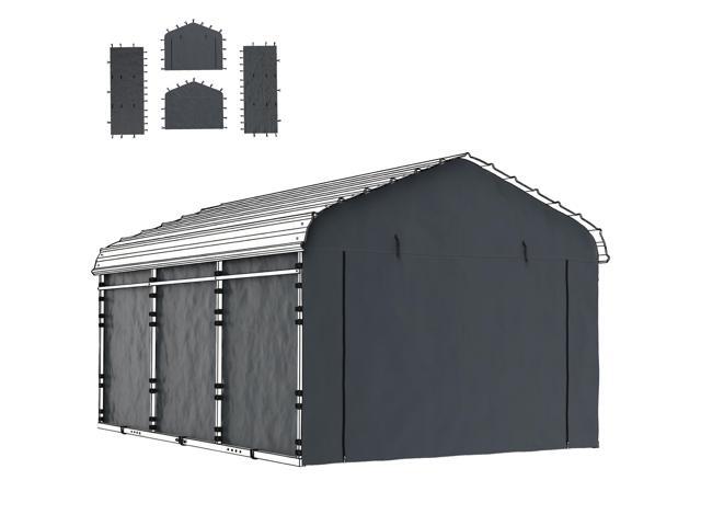 Aosom Carport Replacement Sidewall Panel for 12' x 20' Carports, UPF50+ Waterproof Replacement Side Wall Cover, Dark Gray
