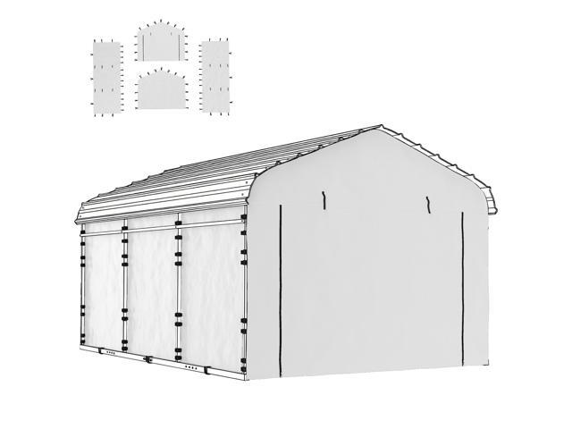 Aosom Carport Replacement Sidewall Panel for 12' x 20' Carports, UPF50+ Waterproof Replacement Side Wall Cover, White