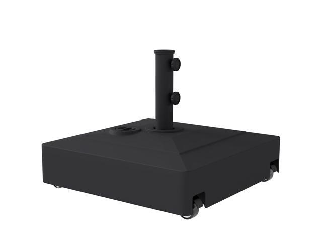 Aosom Patio Umbrella Base with Wheels, 134 lbs Stand/88 lbs Water Filled Outdoor Umbrella Stand for 1.38/1.5/1.89' Pole, Black
