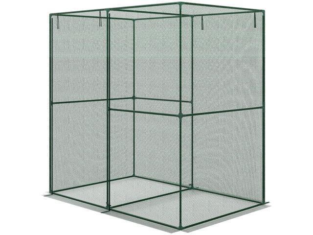 Aosom 6' x 4' x 6' Crop Cage, Plant Protection Tent with Zippered Doors for Vegetable Garden, Backyard, Green