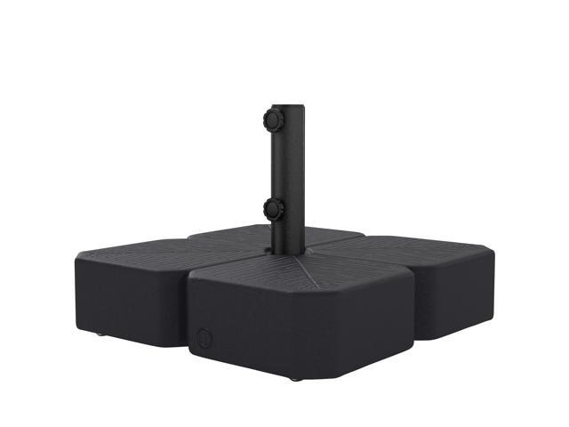 Aosom Patio Umbrella Base with Wheels Outdoor Umbrella Stand Holder for 1.5'/1.9' Poles Black