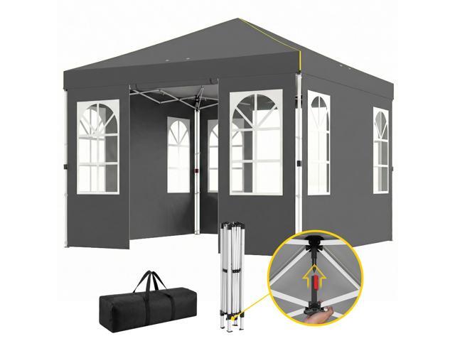 Aosom 9.6 x 9.6 ft Pop Up Canopy Tent with Sidewalls, One Push Setup, UPF50+ Portable Instant Canopy Shelter, Dark Gray