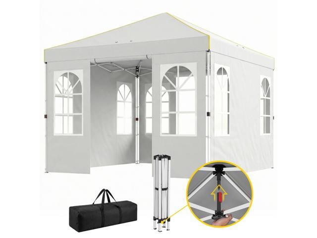 Aosom 9.6 x 9.6 ft Pop Up Canopy Tent with Sidewalls, One Push Setup, UPF50+ Portable Instant Canopy Shelter, White