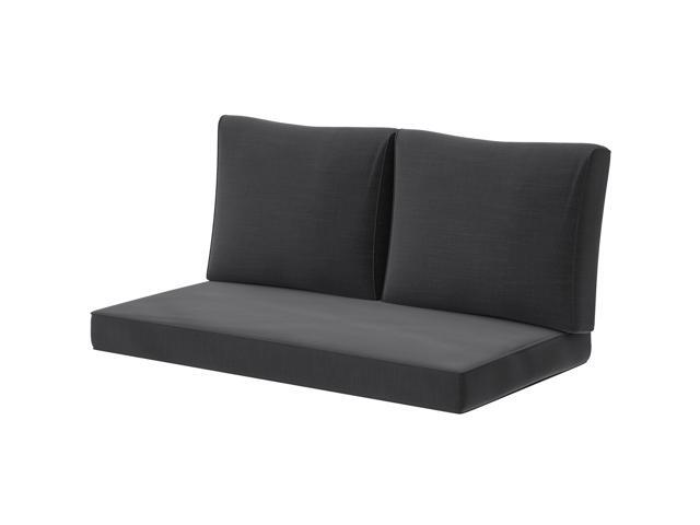Aosom 2 Seat Patio Furniture Cushions, Thick Outdoor Loveseat Cushion Set with Removable Cover, 46x26x5 in, Black