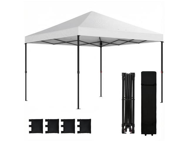 Aosom 10 x 10 ft Pop Up Canopy Tent with One Push Setup, Outdoor Portable Instant Canopy Shelter w/ Roller Bag, White