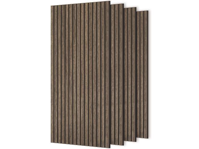 Aosom 47' x 24' Wood Panels for Wall, 4 Pack Acoustic Panels, Sound Absorbing Slat Wall for Wall Decor, Home, Walnut