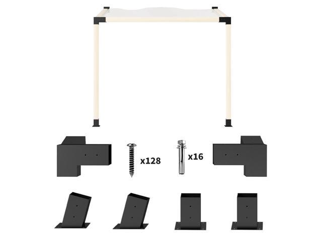 Aosom Pergola Kit, 15Â° Slanted Pergola Bracket Kit with 3-Way Brackets, Post Bases, Wall Mounts for 3.6' X 3.6' Lumber, Black