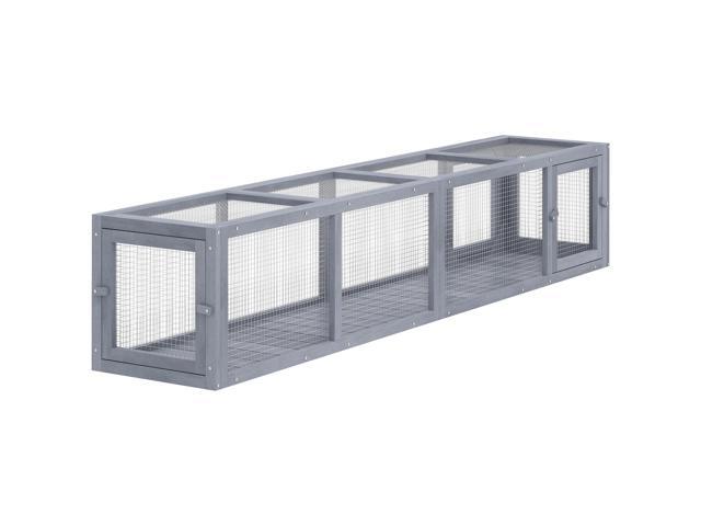 Aosom Wooden Cat Run with Weather Protection, Connecting Inside and Outside, 79'L x 15'W x 15'H, Dark Gray