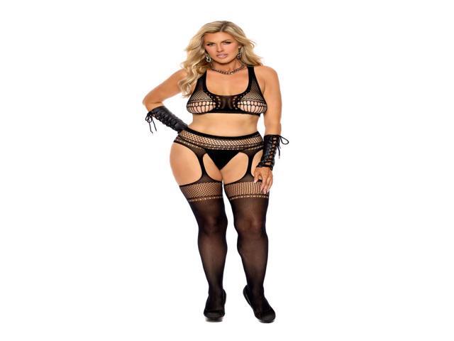 Elegant Moments Crochet net cami top, g-string and matching suspender pantyhose, 90% Nylon, 10% Spandex 3 pc. Set Cami Set Hosiery/Clothing, 90%...