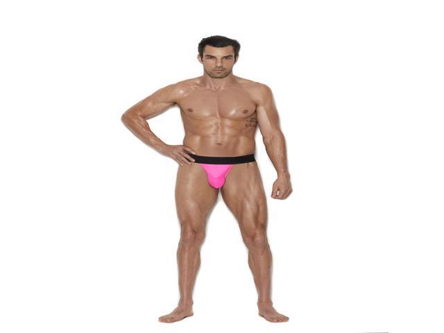 Elegant Moments Men's thong with elastic band, 83% Nylon, 17% Spandex Thong Menswear, 83% Nylon, 17% Spandex, Neon Pink, S/M