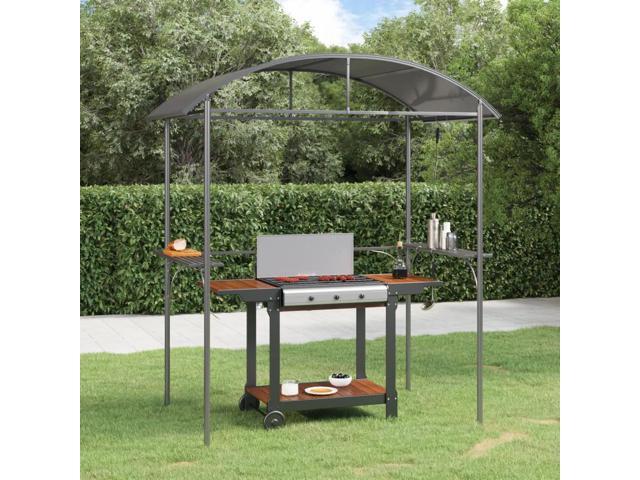 vidaXL BBQ Gazebo with Side Shelves Anthracite 86.6'x45.3'x90.6' Steel