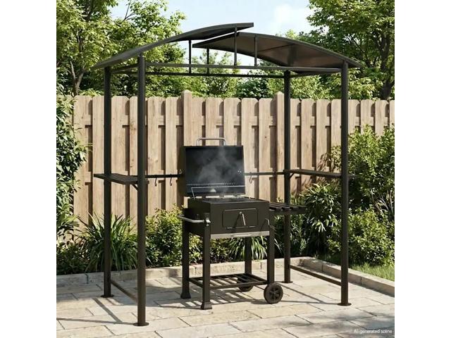 vidaXL BBQ Gazebo with Side Shelves Anthracite 82.7'x44.9'x90.6' Steel