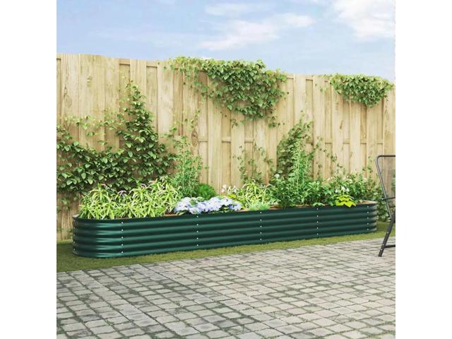 vidaXL Raised Bed Green 157.48 x 31.50 x 17.32 in Steel