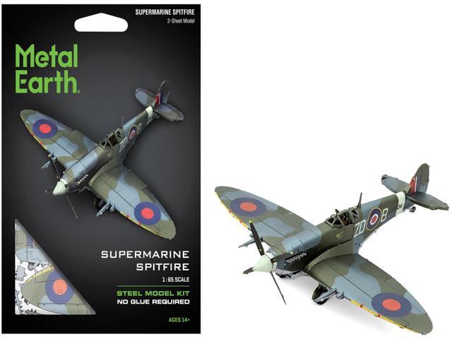 Model Kit Supermarine Spitfire Fighter Aircraft 'British Royal Air Force' (Moderate Difficulty) Steel Model by Metal Earth