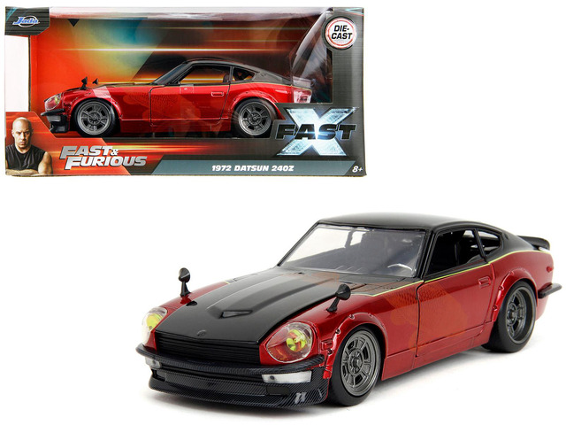 1972 Datsun 240Z Black and Red Metallic with Graphics 'Fast X' (2023) Movie 'Fast & Furious' Series 1/24 Diecast Model Car by Jada