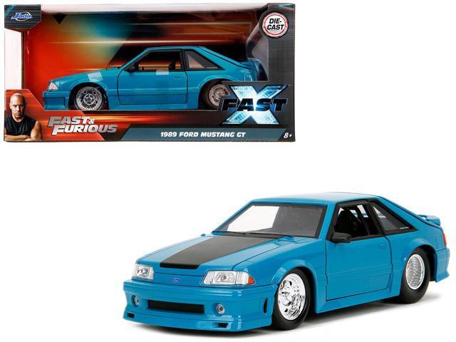 1989 Ford Mustang GT Blue with Black Hood Stripes 'Fast & Furious' Series 1/24 Diecast Model Car by Jada