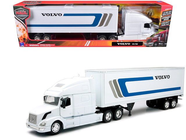 Volvo VN-780 Truck with Dry Van Trailer White 'Long Haul Truckers' Series 1/32 Diecast Model by New Ray