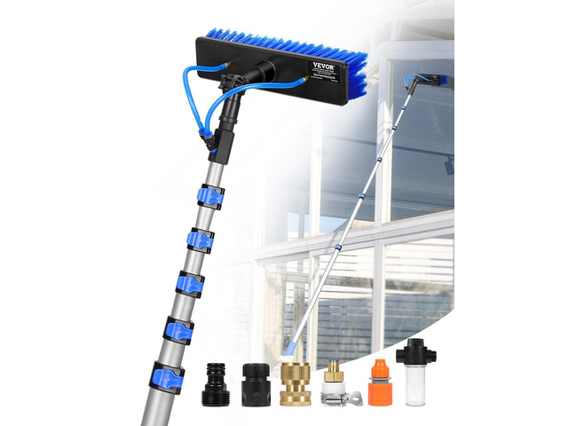 Water Fed Pole Kit, 36FT Solar Panel Cleaning Pole with Extendable Handle, 180° Rotatable Brush Head & 65.6FT Hose, Household & Outdoor Window...