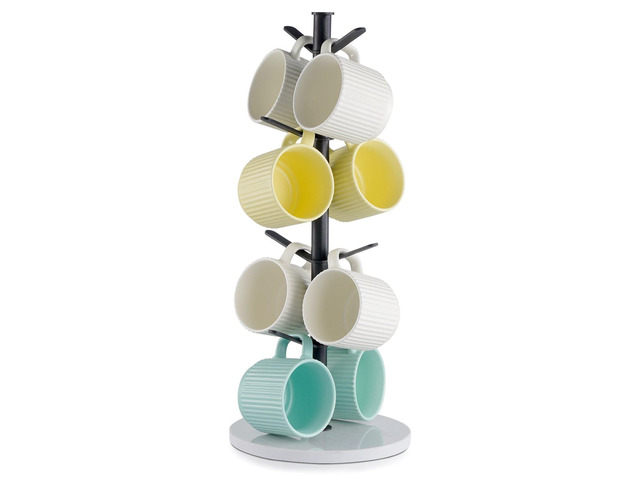 VEVOR Mug Holder Tree with Marble Base, 8 Hooks Coffee Cup Holder for Counter, Carbon Steel Mug Tree Cup Rack Stand, Upgraded Coffee Cup Tree for...