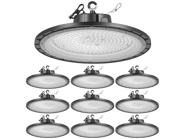 10 Pack LED High Bay Lights, 5000K 200W 30000LM Super Bright UFO LED Warehouse Shop Lights, IP65 Waterproof, 100-277V Wide Voltage for Warehouse...