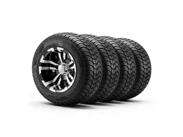 VEVOR Golf Cart Wheels, 10' 205/50-10 Black Aluminum Alloy Golf Cart Tires and Wheels Combo (Set of 4) Fit Club Car, EZGO, Yamaha, 4 Ply Rubber...