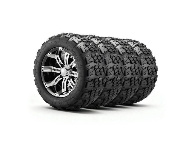 VEVOR Golf Cart Wheels, 12' 20x10-12 Black Aluminum Alloy Golf Cart Tires and Wheels Combo (Set of 4) Fit Club Car, EZGO, Yamaha, 4 Ply Rubber...
