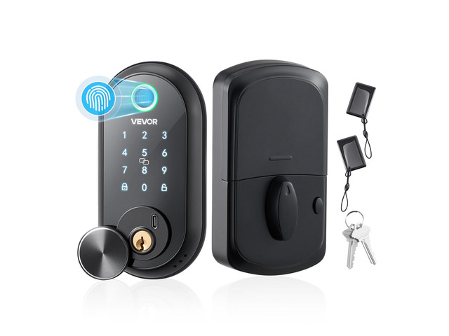 VEVOR Fingerprint Door Lock, Electronic Biometric Deadbolt with Touchscreen, Auto Locking, One-Time Code, Anti-Peeking Password, Keyless Entry Door...