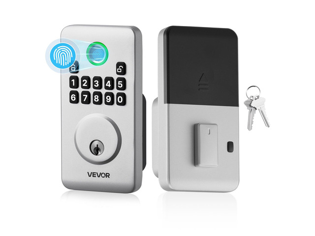 VEVOR Fingerprint Door Lock, Electronic Biometric Deadbolt with Pioneering Easy-Grip Design, Auto Locking, One-Time Code, Anti-Peeking Password,...