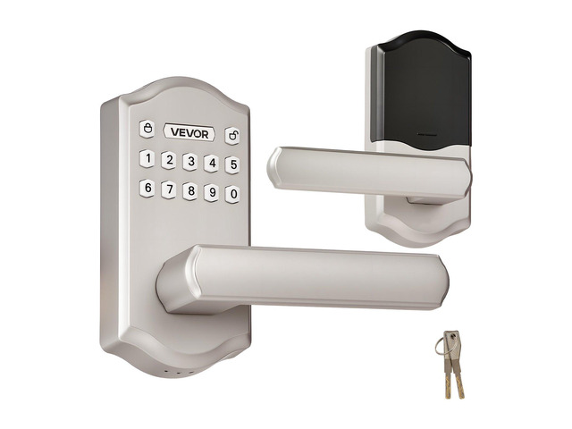 VEVOR Keyless Entry Door Lock with Handle, Electronic Lever Door Handle with Keypad, Customizable User Codes, Keyed Entry, Auto Lock, Anti-Peeking...