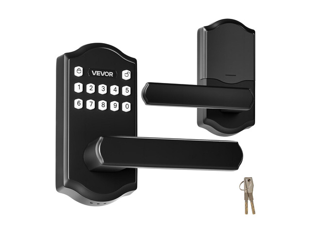 VEVOR Keyless Entry Door Lock with Handle, Electronic Lever Door Handle with Keypad, Customizable User Codes, Keyed Entry, Auto Lock, Anti-Peeking...