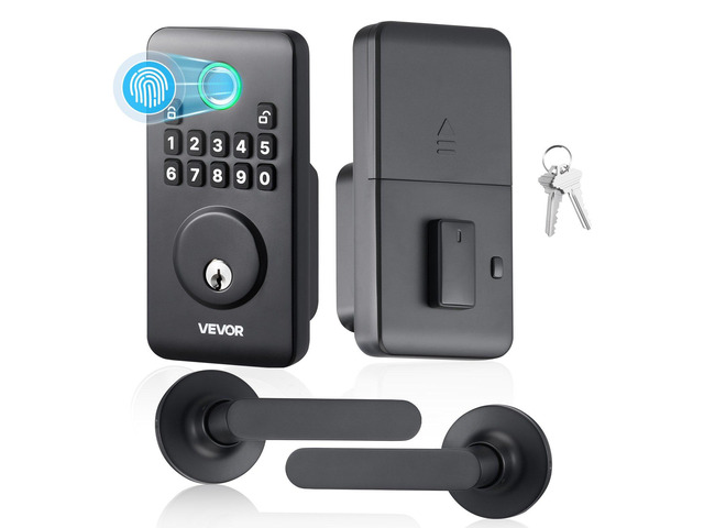 VEVOR Fingerprint Door Lock Set, Electronic Biometric Deadbolt Keyless Entry Door Lock with Handle, Pioneering Easy-Grip Design, Auto Locking,...