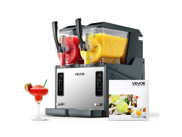 VEVOR Slushie Machine, 4L/135oz x 2 Tank Slushy Machine for Home, No Ice Needed Frozen Drink Maker, Margarita Maker with Self-Cleaning, for Frozen...