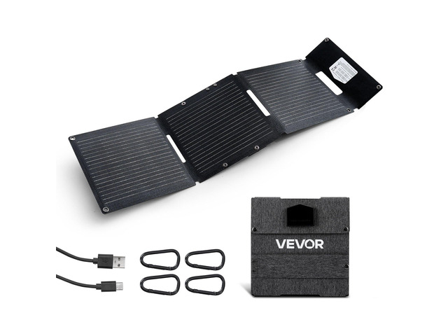 VEVOR 30W Foldable Solar Panel Charger, 16BB N-Type Monocrystalline Solar Panel 24% Efficiency, Ultra-Light Portable with USB-A, USB-A (QC3.0) &...