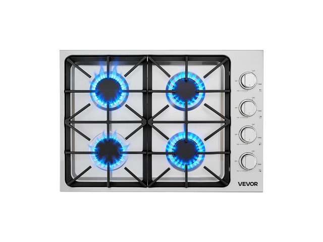 VEVOR Gas Cooktop, 30 inch 4 Burners Gas Stove Top, Max 48000BTU Built-in Stainless Steel Stove Top LPG/NG Convertible Dual Fuel Cooktop Stoves...