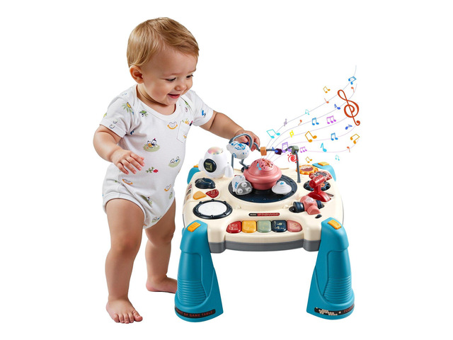 VEVOR Baby Spacecraft Musical Table Toys for 1-3 Years Old, Learning Activity Desk with Space Theme & Soft-glow Star Projector & 60+ Sound Sources,...