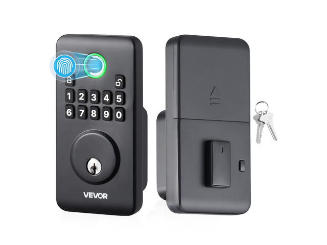 VEVOR Fingerprint Door Lock, Electronic Biometric Deadbolt with Pioneering Easy-Grip Design, Auto Locking, One-Time Code, Anti-Peeking Password,...