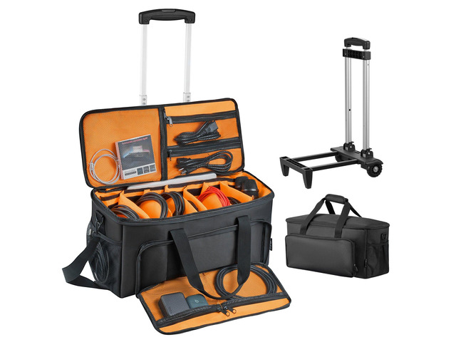 VEVOR Rolling DJ Cable Bag, 1680D, Padded File Gig Bag with Wheels, 6 Detachable Divider, Travel Storage Music Gear Case, for Professional DJ Gear,...