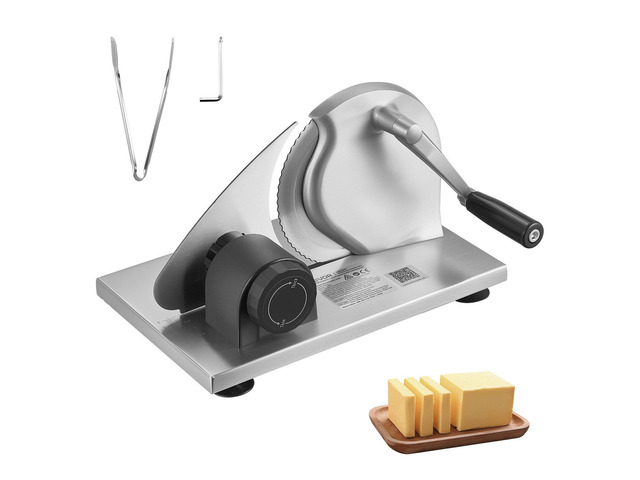 VEVOR Manual Bread Slicer, 0-0.6' Adjustable Thickness Cheese Cutter, Hand Cranked Slicer for Homemade Bread - with Serrated Stainless Steel Blade...